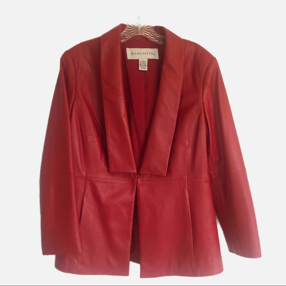 Doncaster red leather jacket size 12